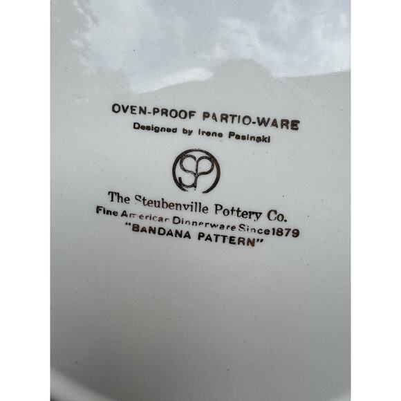 STEUBENVILLE POTTERY PARTIO-WARE DESIGNER: IRENE PASINKSI BANDANA Pattern -OS5 - Picture 7 of 12